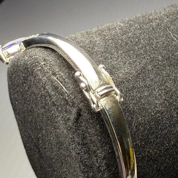 Sterling Silver Tanzanite and CZBangle